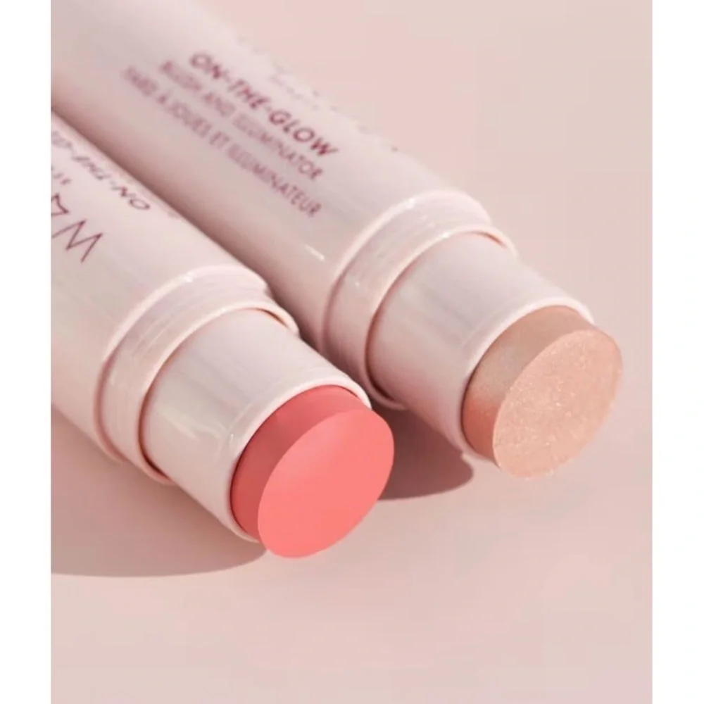 Wander Beauty On-the-Glow Cream Blush and Illuminator Duo Coral Rose Cheek Lips